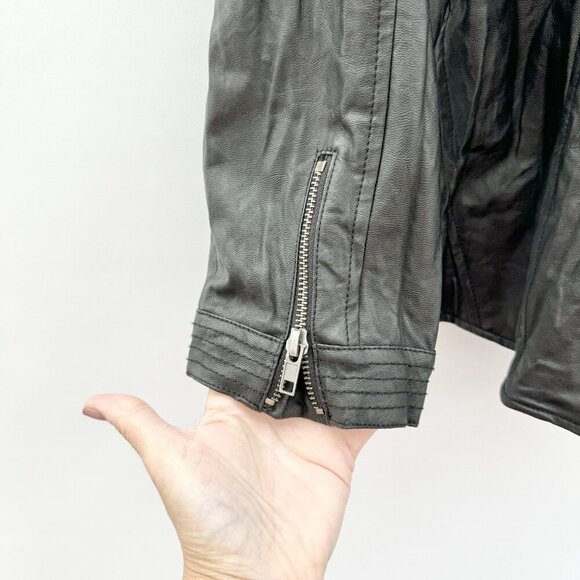Costa Blanca Vegan Leather Black Jacket Wrinkled Look Size Large - Picture 3 of 16